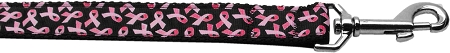 Picture of Mirage Pet 125-117 5804 Pink Ribbons on Black Nylon Dog Leash&#44; 0.63 in. x 4 ft.