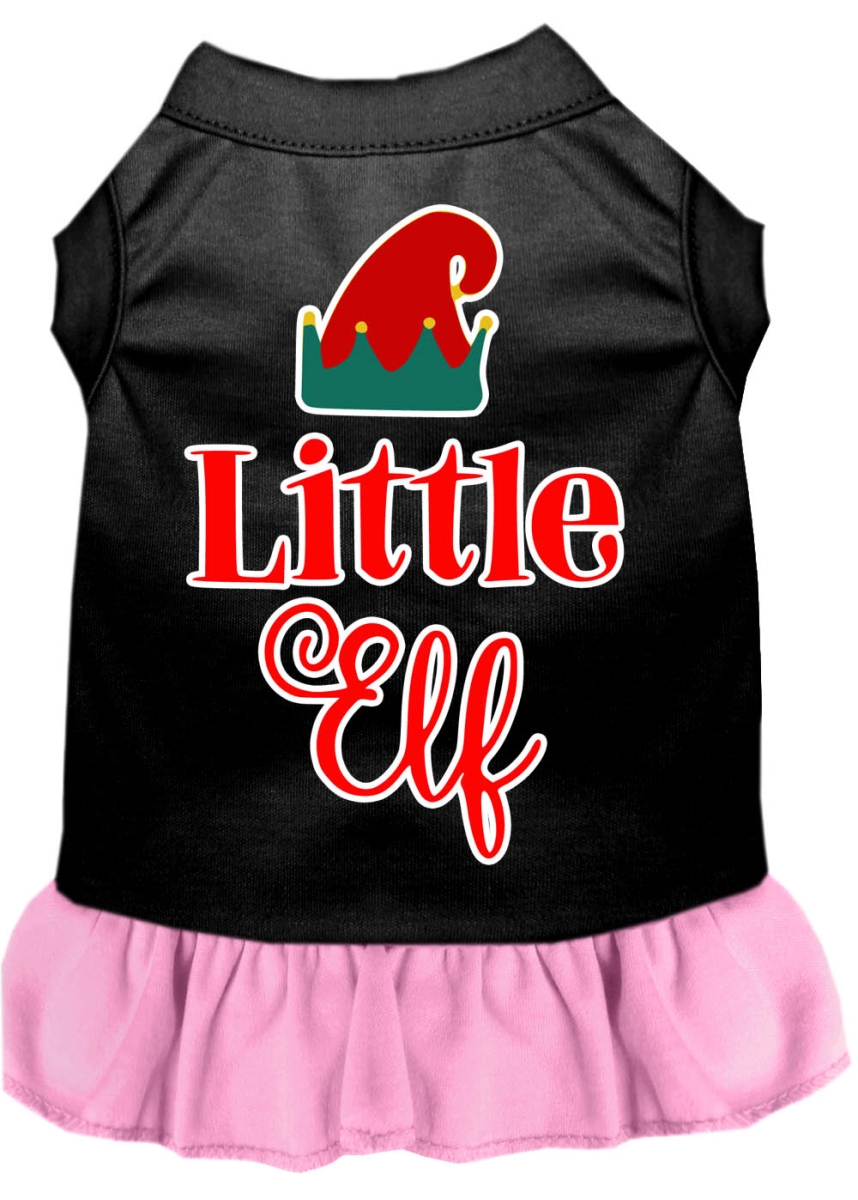 Mirage Pet Product Little Elf Screen Print Dog Dress Black with Light Pink Sm
