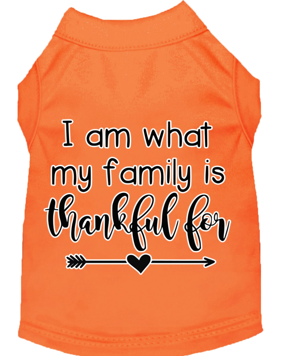 Mirage Pet Products I Am What My Family is Thankful for Screen Print Dog Shirt Orange XL