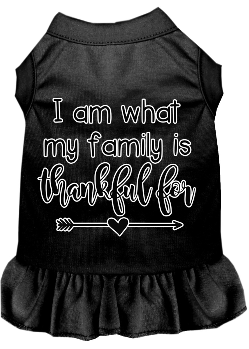 I Am What My Family is Thankful for Screen Print Dog Dress Black Med