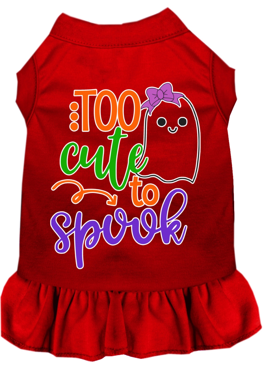 Mirage Pet Product Too Cute to Spook-Girly Ghost Screen Print Dog Dress Red Sm