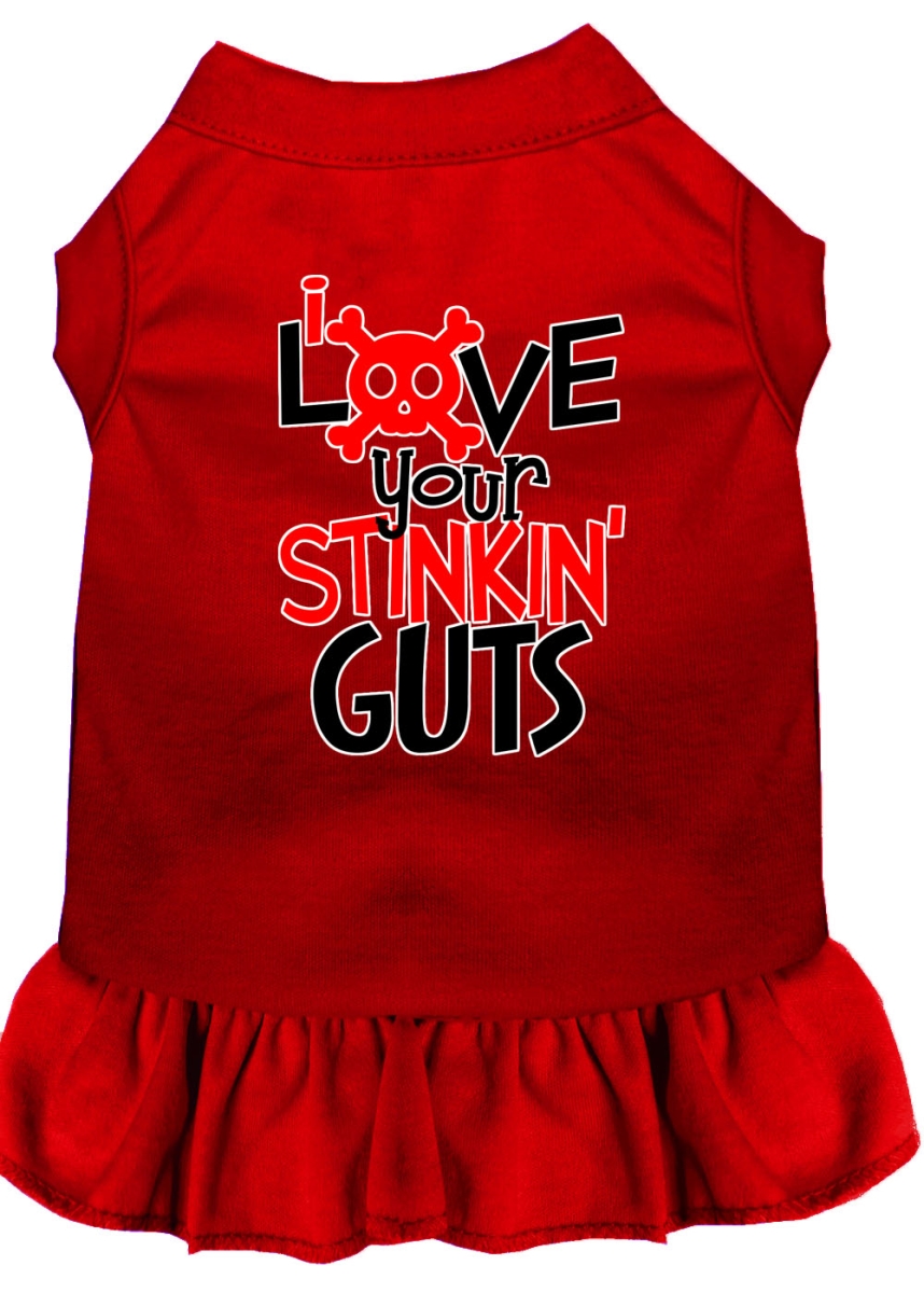Mirage Pet Product Love Your Stinkin Guts Screen Print Dog Dress Red 4X