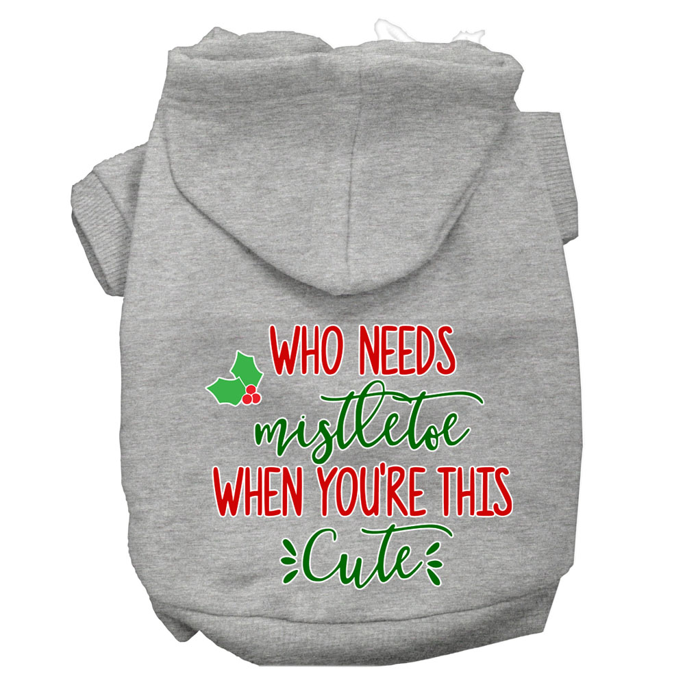 Mirage Pet Product Who Needs Mistletoe Screen Print Dog Hoodie Grey L