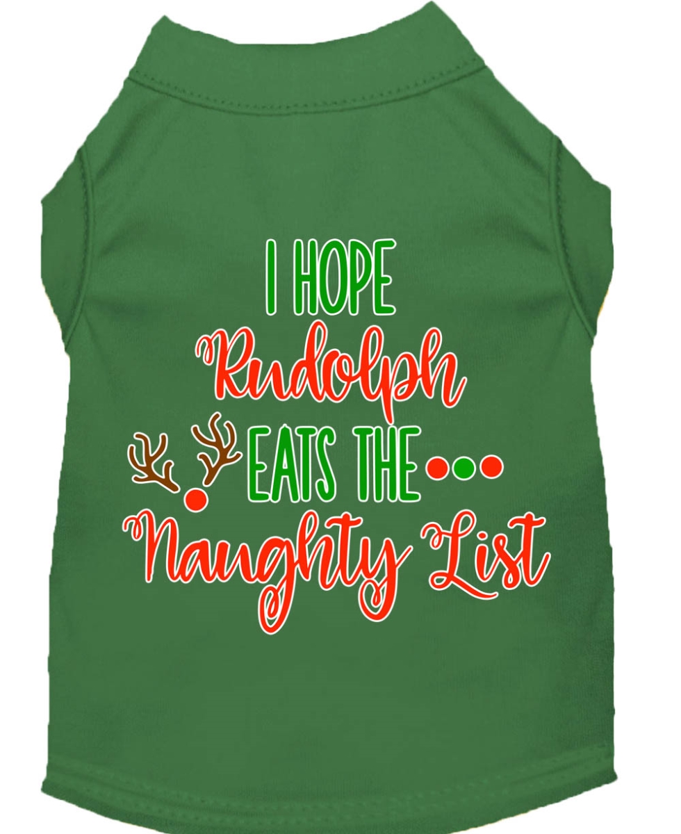 Mirage Pet Products Hope Rudolph Eats Naughty List Screen Print Dog Shirt Green XXL