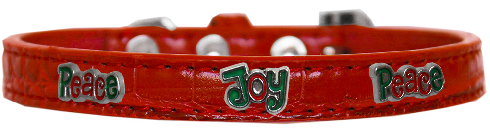 Mirage Pet Products Peace and Joy Widget Croc Dog Collar Red Size 14