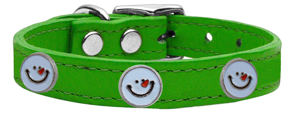Mirage Pet Products Frosty Face Widget Genuine Leather Dog Collar Emerald Green Size 10