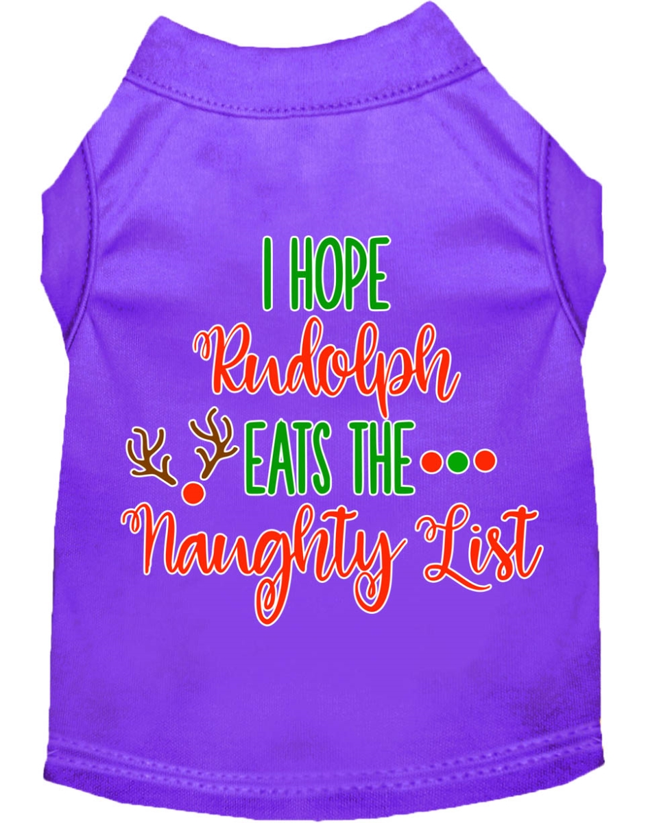 Mirage Pet Products Hope Rudolph Eats Naughty List Screen Print Dog Shirt Purple Lg