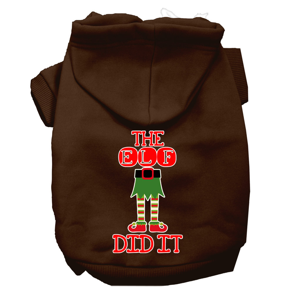 Mirage Pet Product The Elf Did It Screen Print Dog Hoodie Brown XS