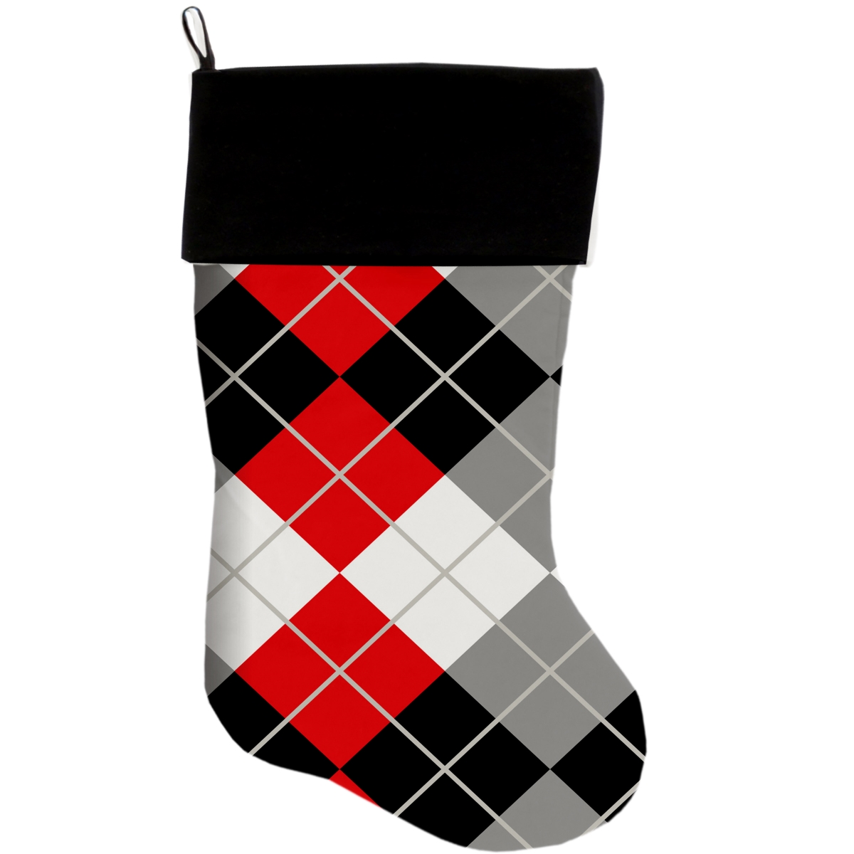 Picture of Mirage Pet 1303-STCK Red & Grey Argyle Christmas Stocking