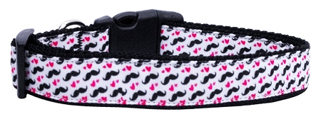 Picture of Mirage Pet 125-079 XS Moustache Love Nylon Dog Collar&#44; Extra Small