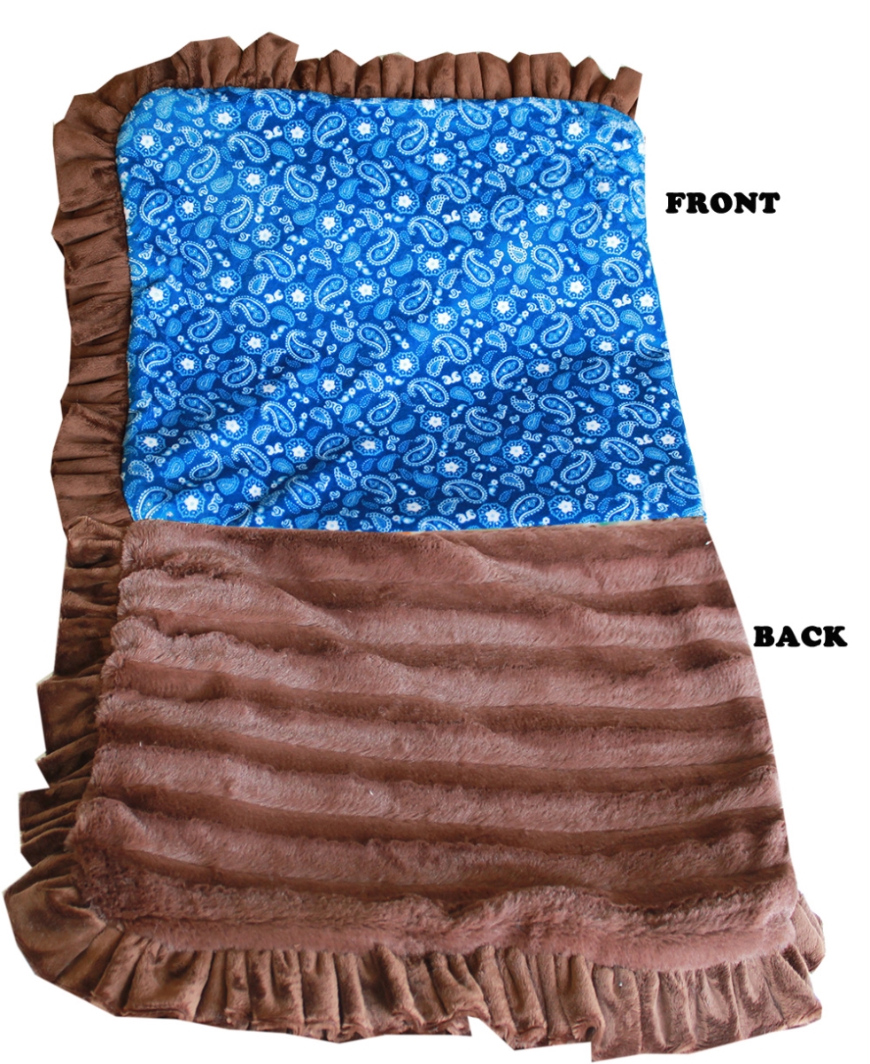 Picture of Mirage Pet 500-129 BlWtHL Luxurious Plush Pet Blanket&#44; Blue Western - Size 0.5