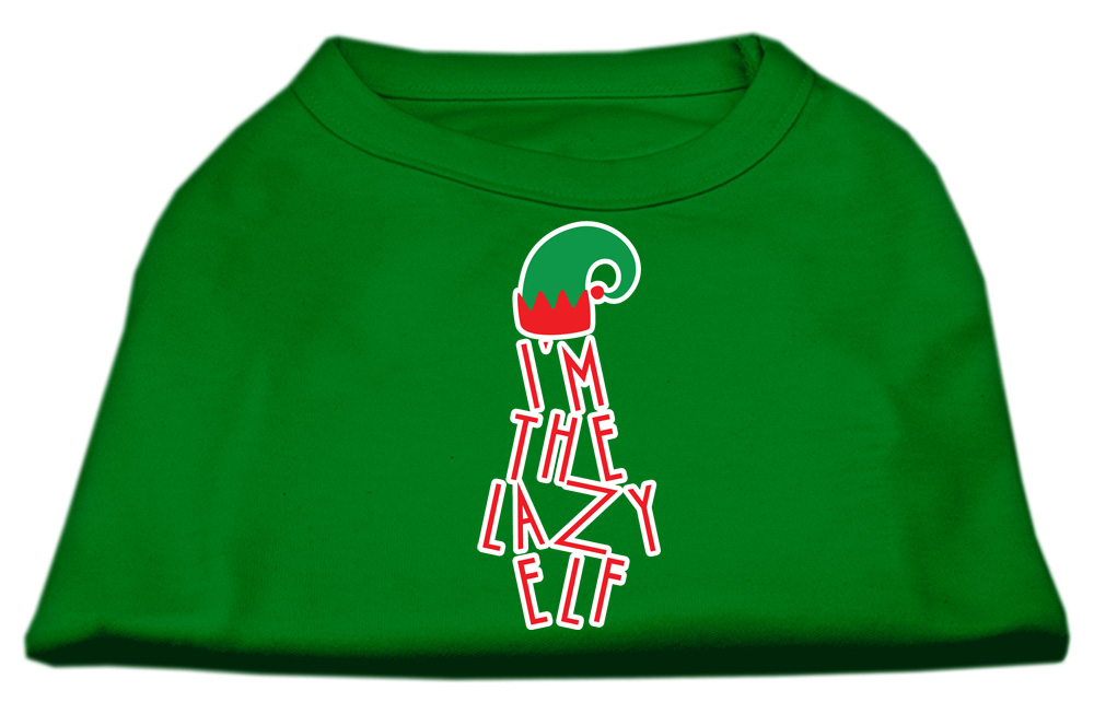 Lazy Elf Screen Print Pet Shirt Emerald Green XS (8)