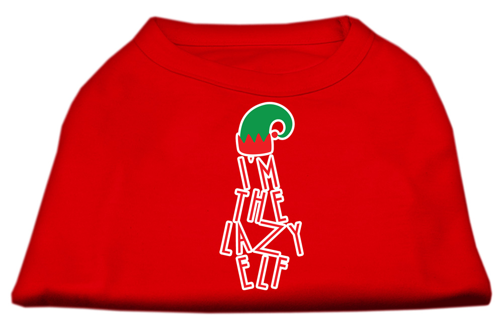 Lazy Elf Screen Print Pet Shirt Red XL (16)