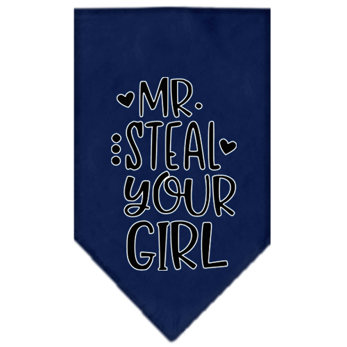Mirage Pet Products Mr. Steal Your Girl Screen Print Bandana Navy Blue Large