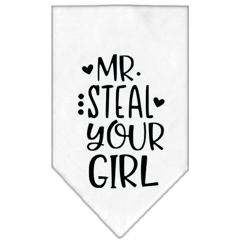 Mirage Pet Products Mr. Steal Your Girl Screen Print Bandana White Large
