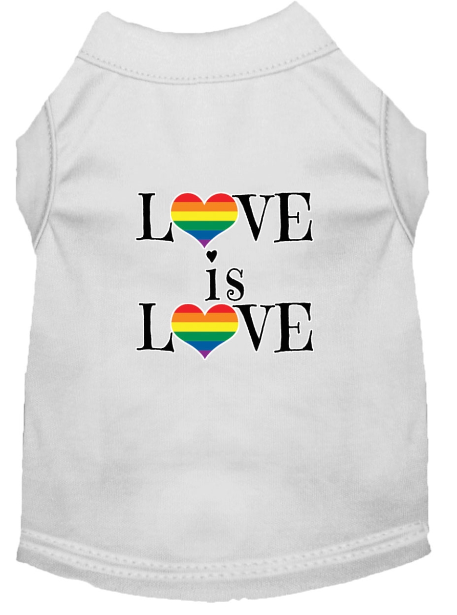 Mirage Pet Products Love is Love Screen Print Dog Shirt White XXL