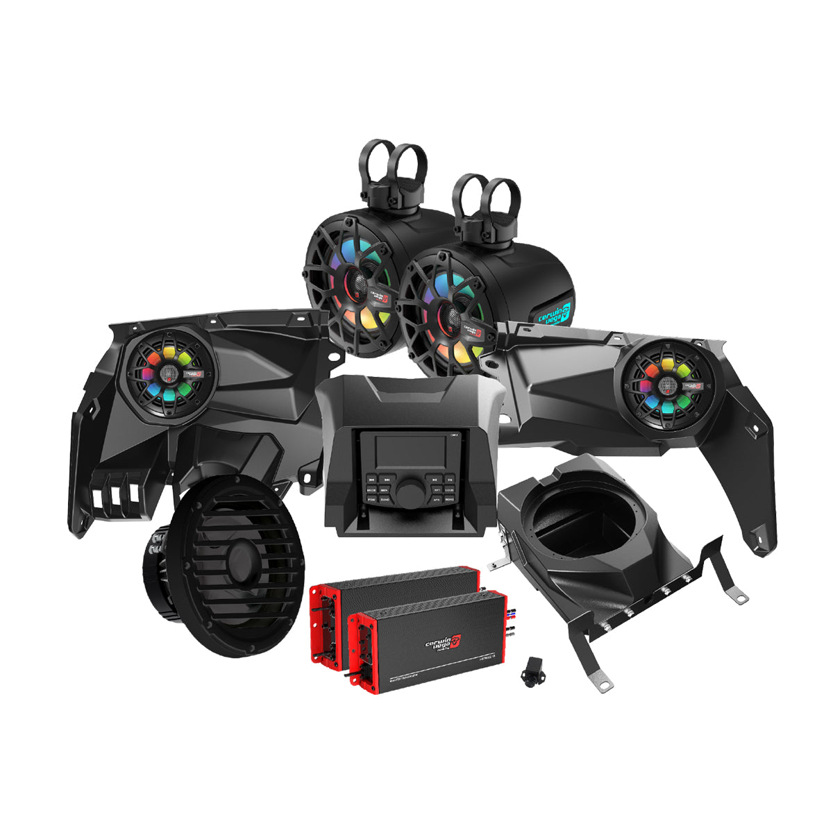 Cerwin Vega RPMX3KM3 2017 Plus Can Am Maverick X3-X3 Max Complete Speaker Kit with 4 & 1 Channel Waterproof Amplifier