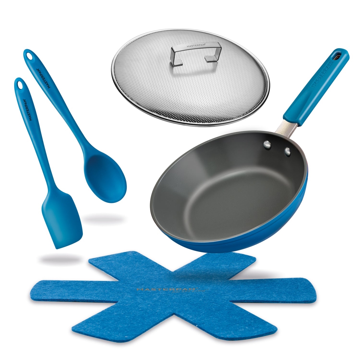 Picture of Masterpan MP-111 9.5 in. Stovetop Oven Fry Pan & Skillet with Heat-In Steam-Out Lid&#44; Azure Color