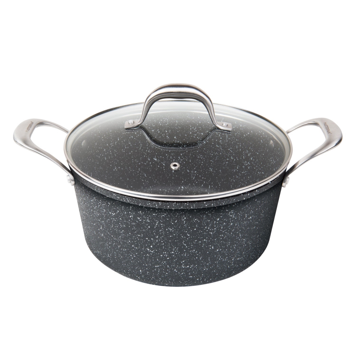 Picture of Masterpan MP-131 5 qt. x 9.5 in. Stock Pot with Glass Lid Non-Stick Cast Aluminum Granite Look Finish