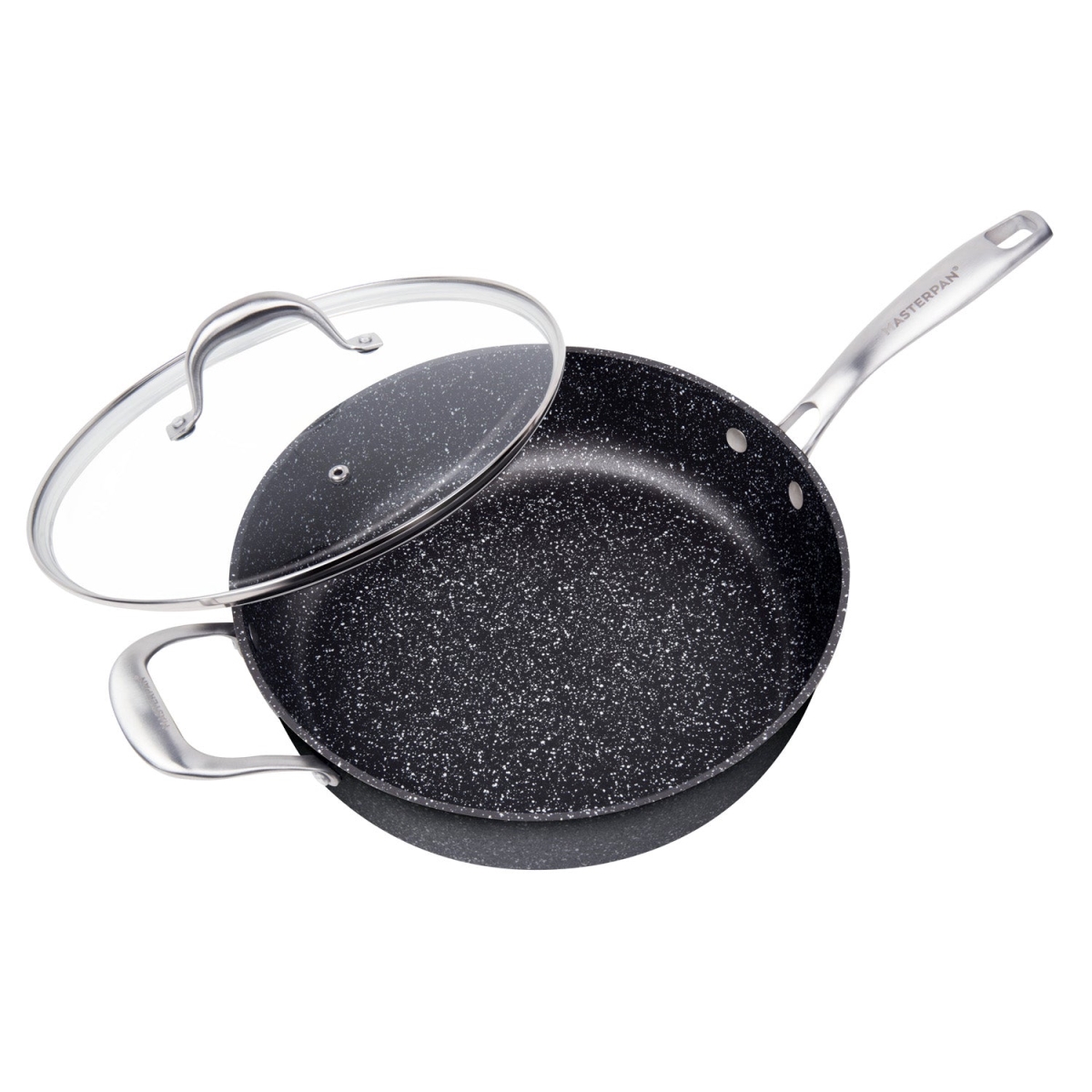 Picture of Masterpan MP-134 5 qt. x 11 in. Non-Stick Cast Aluminum Granite Look Saute Pan with Glass Lid