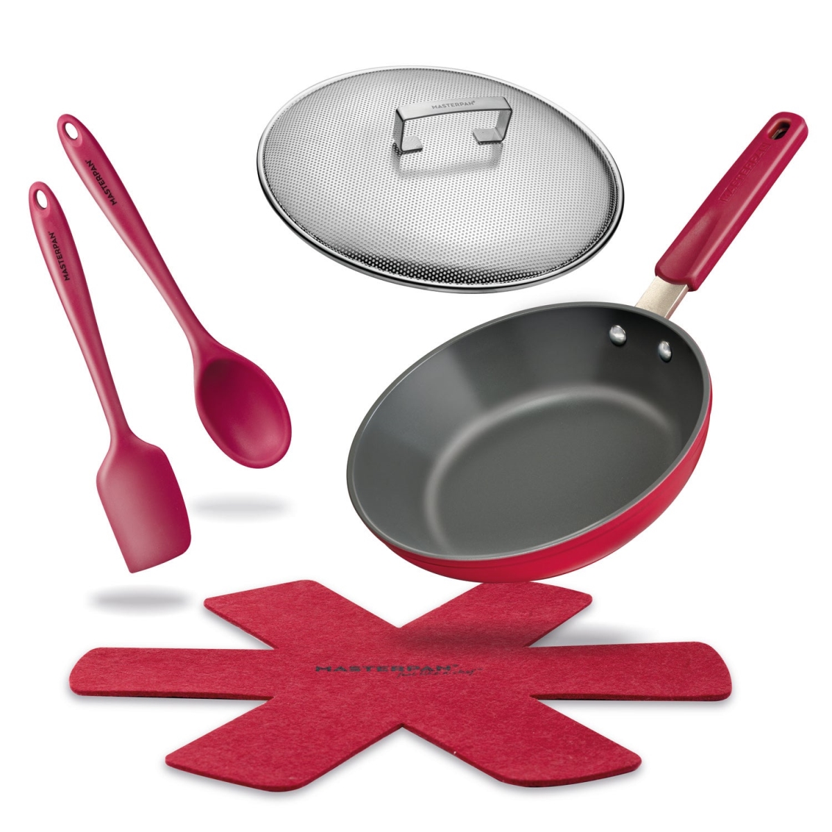 Picture of Masterpan MP-157 9.5 in. Stovetop Oven Fry Pan & Skillet with Heat-In Steam-Out Lid&#44; Beet