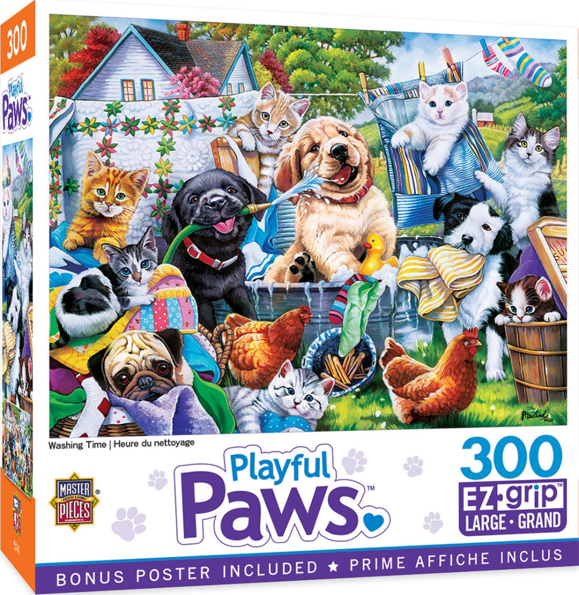 32110 Playful Paws Washing Time EzGrip Puzzle, 300 Piece