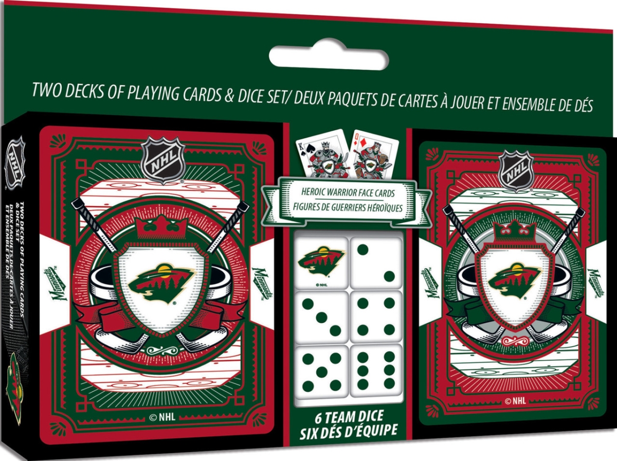 Masterpiece MIW3230 NHL Minnesota Wild Playing Cards & Dice Set - Pack of 2