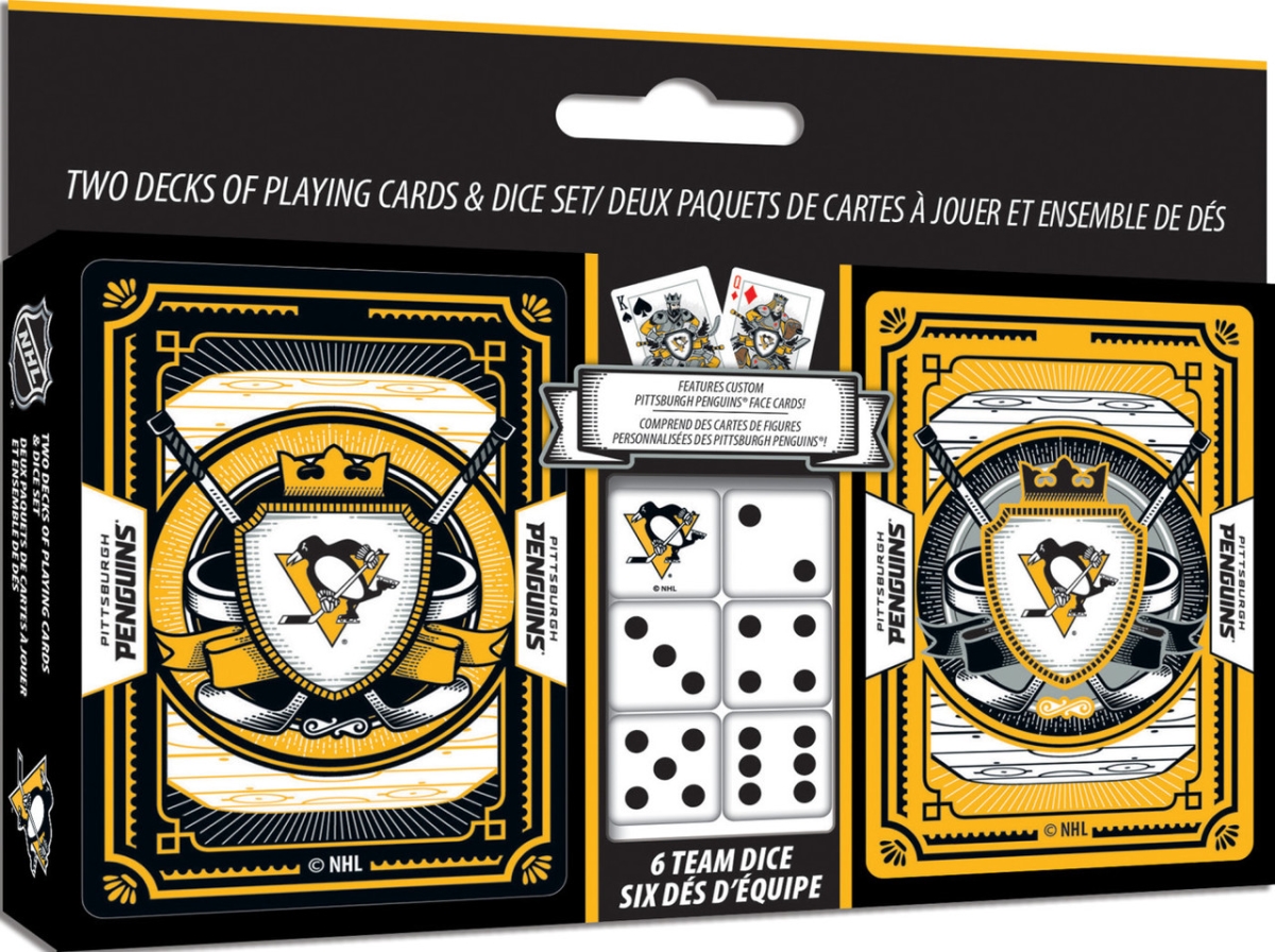 Masterpiece PPS3230 NHL Pittsburgh Penguins Playing Cards & Dice Set - Pack of 2