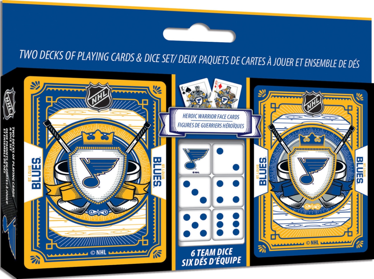 Masterpiece SLB3230 NHL St. Louis Blues Playing Cards & Dice Set - Pack of 2