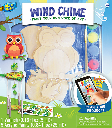 Picture of Masterpieces 21638 Works of Ahhh Wind Chime with Owl Wood Paint Kit