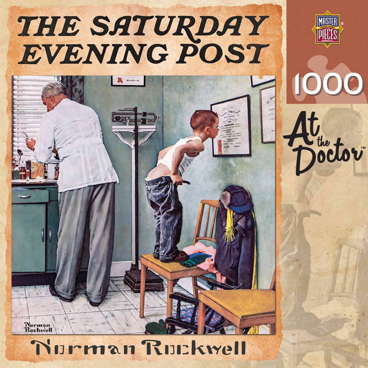 25 x 25 in. Norman Rockwell Saturday Evening Post At the Doctor Jigsaw Puzzle - 1000 Piece