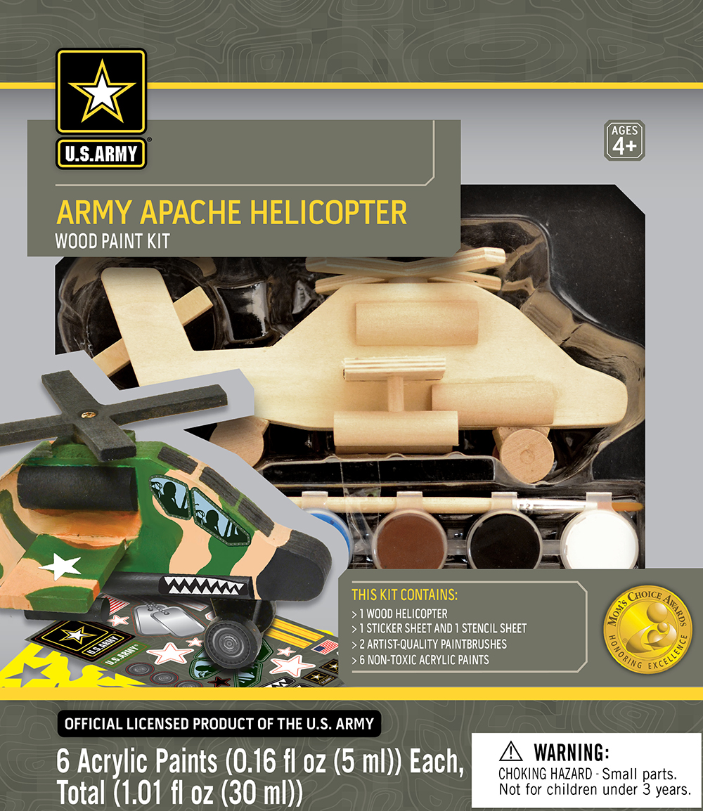 21525 U.S. Army Apache Helicopter Licensed Wood Paint Kit
