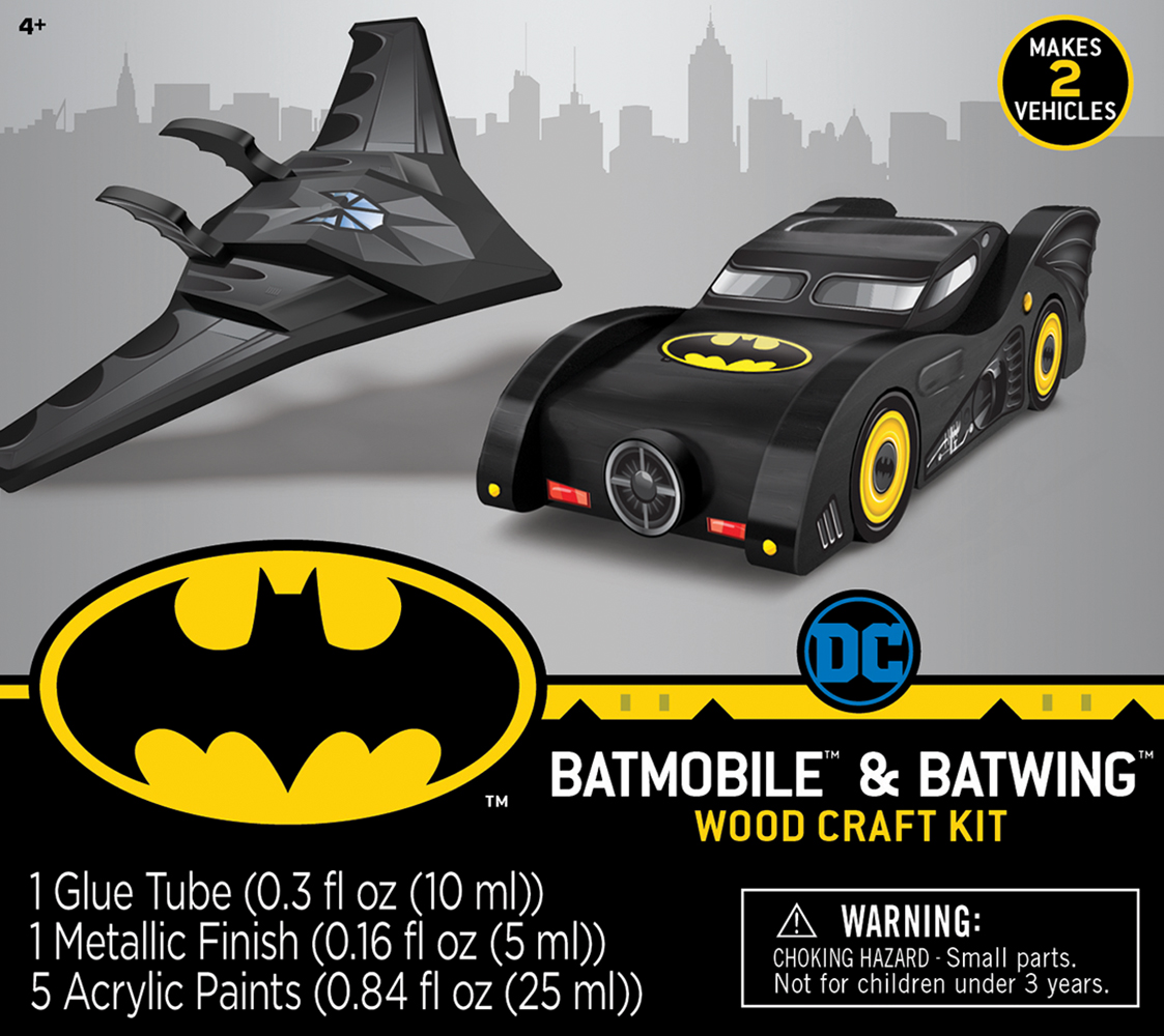 21872 Mini Batmobile & Batwing Buildable Licensed Wood Paint Kit - Pack of 2
