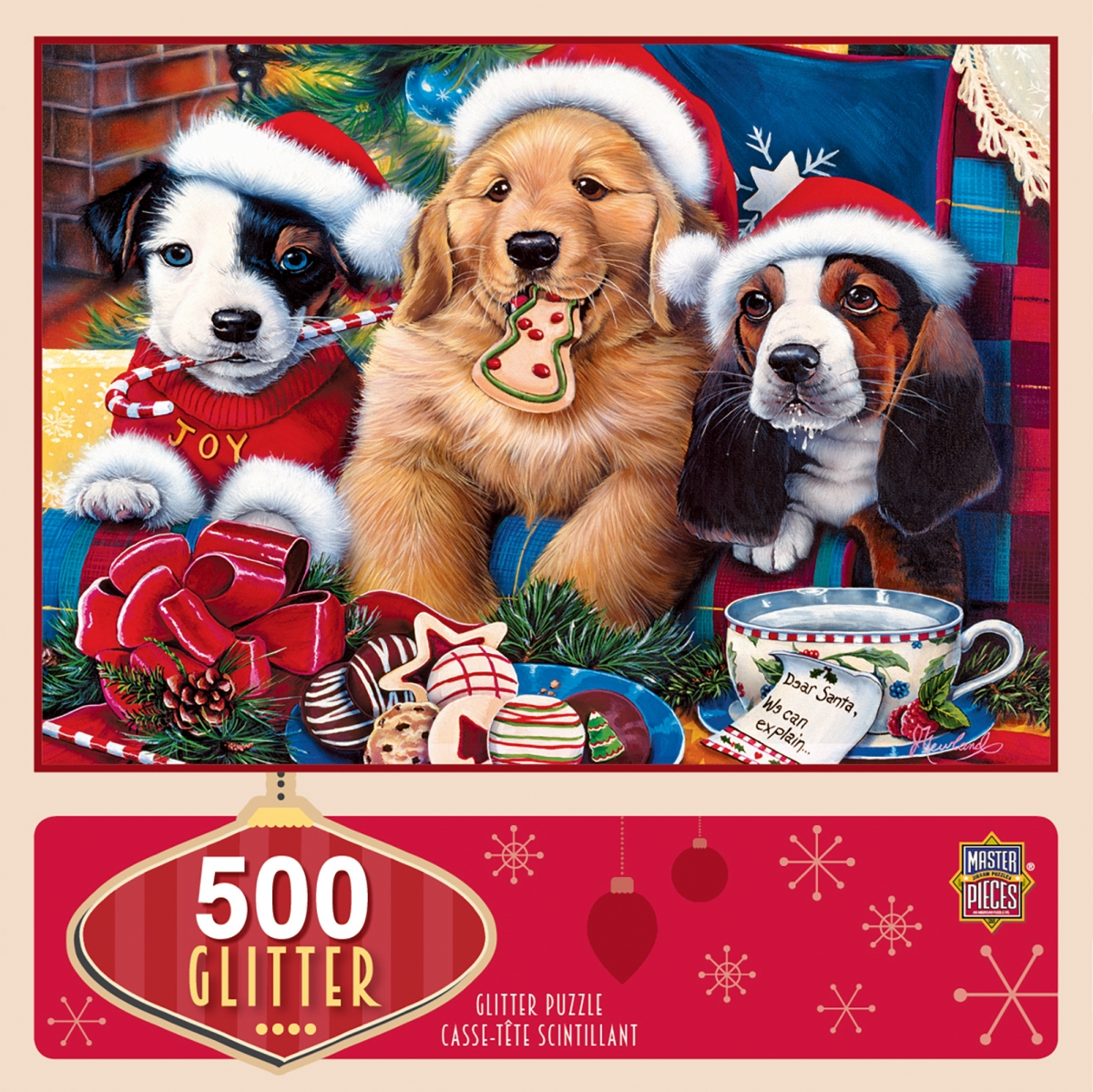 Master Pieces 31709 Holiday Santa Paws Glitter Puzzle - 500 Piece
