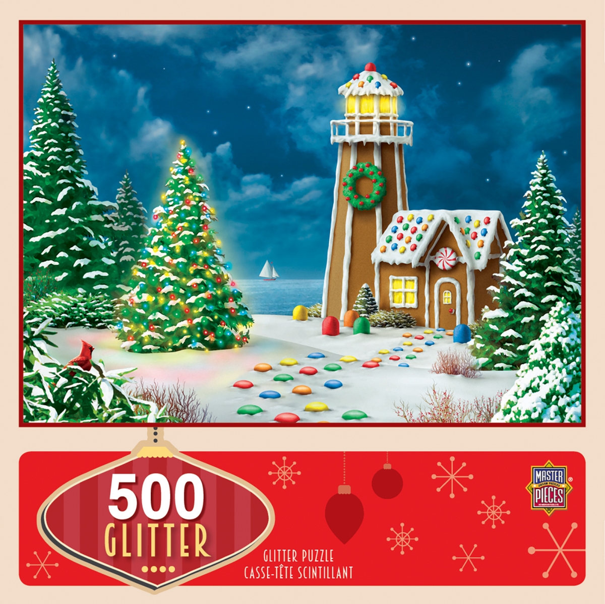 Master Pieces 31732 Holiday Gingerbread Light Glitter Puzzle - 500 Piece