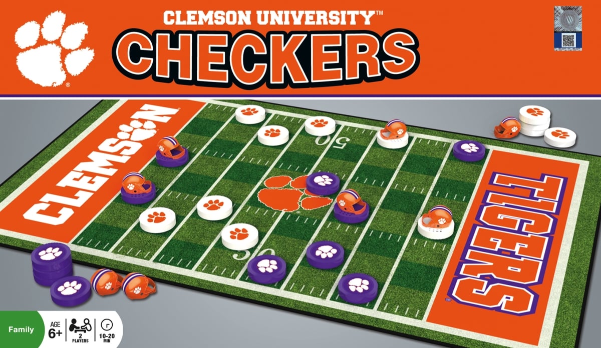 Master Pieces 41930 Clemson Checkers Board Game