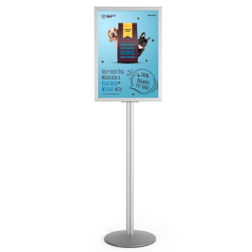UIBSHN0018X2000 Pedestal Silver Aluminum Sign Holder Stand - 18x24 Inch Double Sided Slide-In Poster Picture Frame
