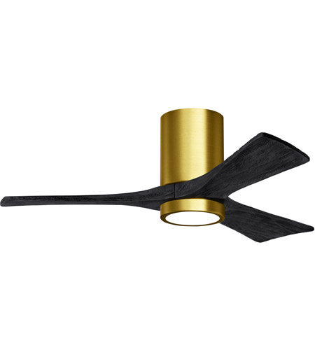 Picture of Atlas IR3HLK-BRBR-WA-42 42 in. Irene-3HLK Flush Mounted Ceiling Fan in Brushed Brass & Walnut Blades With Integrated LED Light Kit