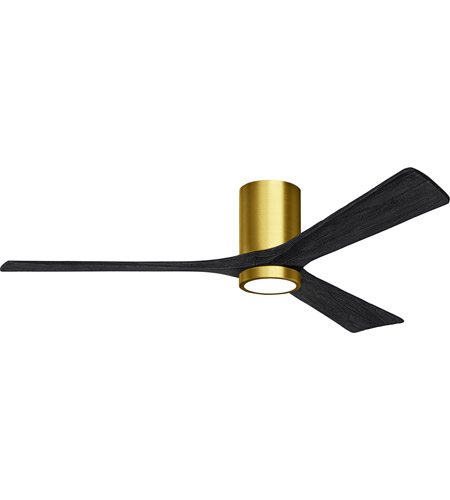 Picture of Atlas IR3HLK-BRBR-WA-52 52 in. Irene-3HLK Flush Mounted Ceiling Fan in Brushed Brass & Walnut Blades With Integrated LED Light Kit