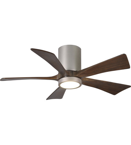Picture of Atlas IR5HLK-BRBR-WA-42 42 in. Irene-5HLK Flush Mounted Ceiling Fan in Brushed Brass & Walnut Blades With Integrated LED Light Kit