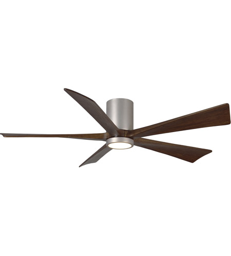 Picture of Atlas IR5HLK-BRBR-WA-60 60 in. Irene-5HLK Flush Mounted Ceiling Fan in Brushed Brass & Walnut Blades With Integrated LED Light Kit