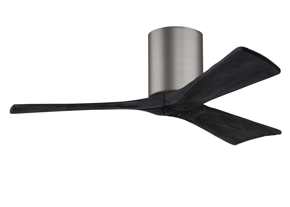 IR3H-BP-BK-42 42 in. Irene-3H Flush Mounted Ceiling Fan in Brushed Pewter & Matte Black Blades -  Matthews Fan Company