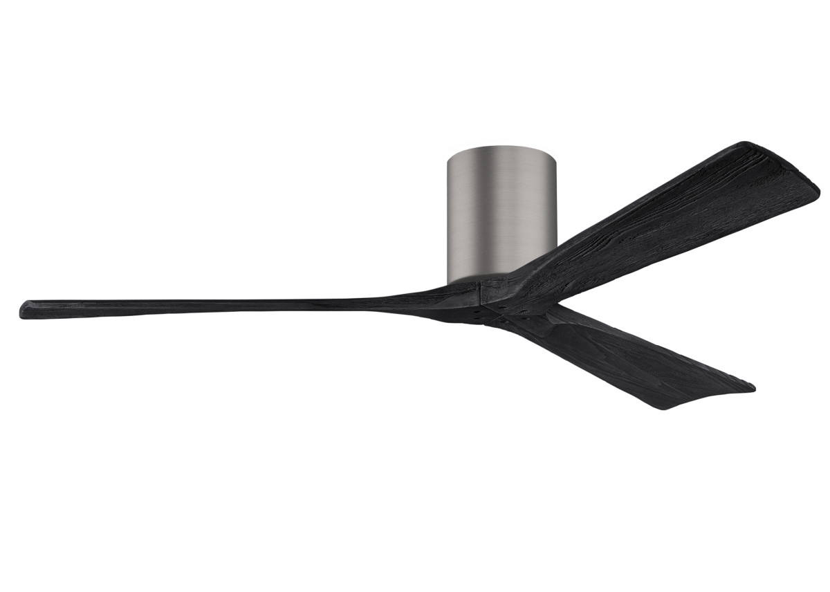 IR3H-BP-BK-60 60 in. Irene-3H Flush Mounted Ceiling Fan in Brushed Pewter & Matte Black Blades -  Matthews Fan Company