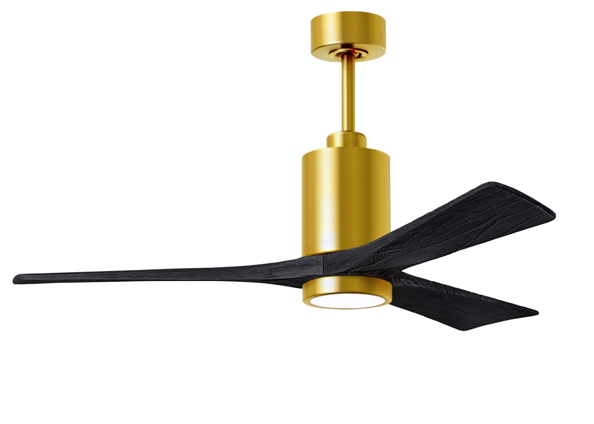 Picture of Atlas PA3-BRBR-BK-52 52 in. Patricia-3 Ceiling Fan with LED Light Kit&#44; Brushed Brass & Matte Black Blades