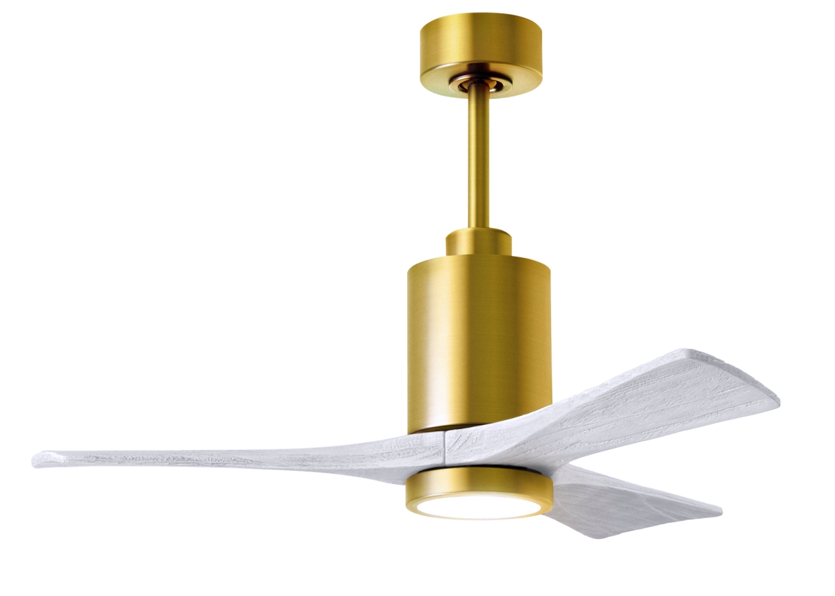 Picture of Atlas PA3-BRBR-MWH-42 42 in. Patricia-3 Ceiling Fan with LED Light Kit&#44; Brushed Brass & Matte White Blades