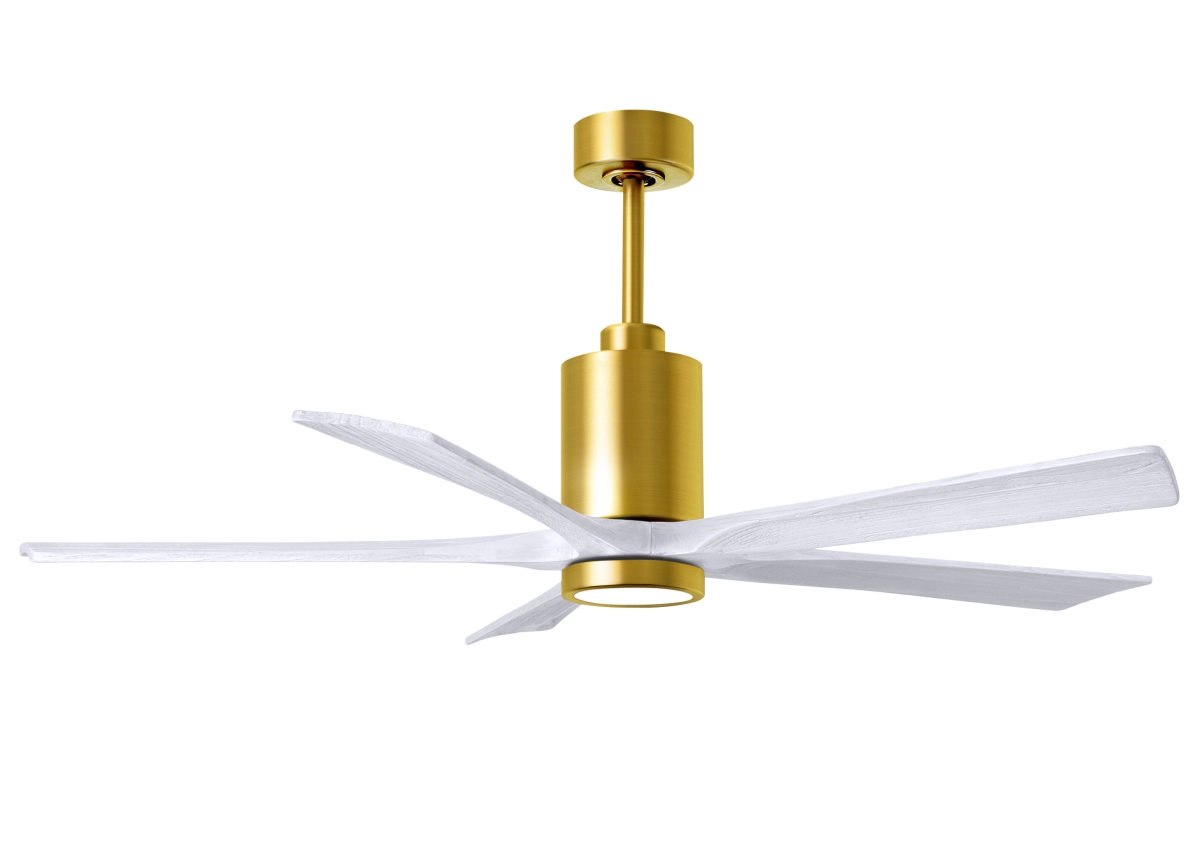 Picture of Atlas PA5-BRBR-MWH-60 60 in. Patricia-5 Ceiling Fan with LED Light Kit&#44; Brushed Brass & Matte White Blades