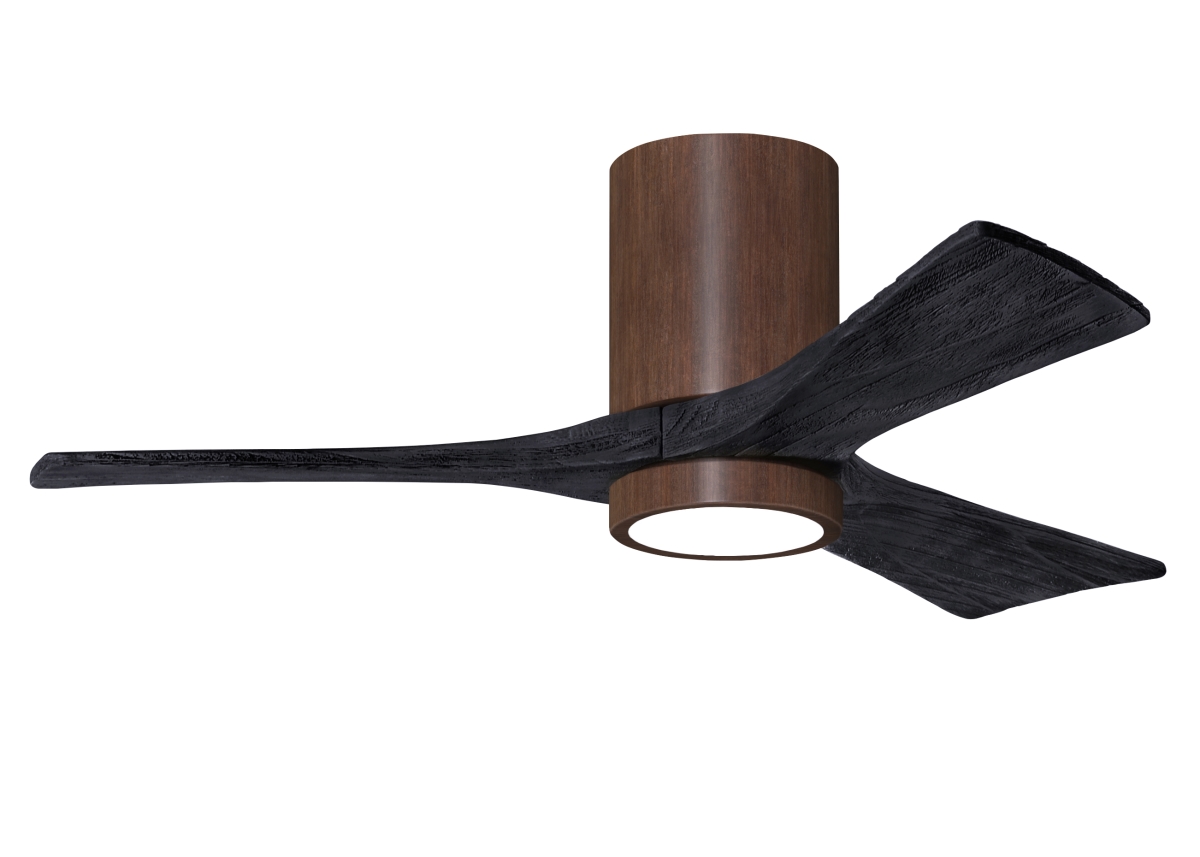 Picture of Atlas IR3HLK-WN-BK-42 42 in. Irene-3HLK Flush Mounted Ceiling Fan with Integrated LED&#44; Walnut Tone & Matte Black Blades