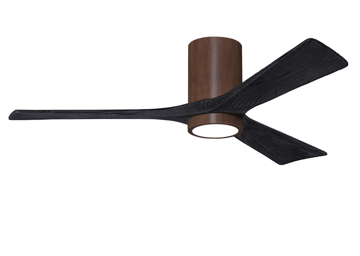 Picture of Atlas IR3HLK-WN-BK-52 52 in. Irene-3HLK Flush Mounted Ceiling Fan with Integrated LED&#44; Walnut Tone & Matte Black Blades