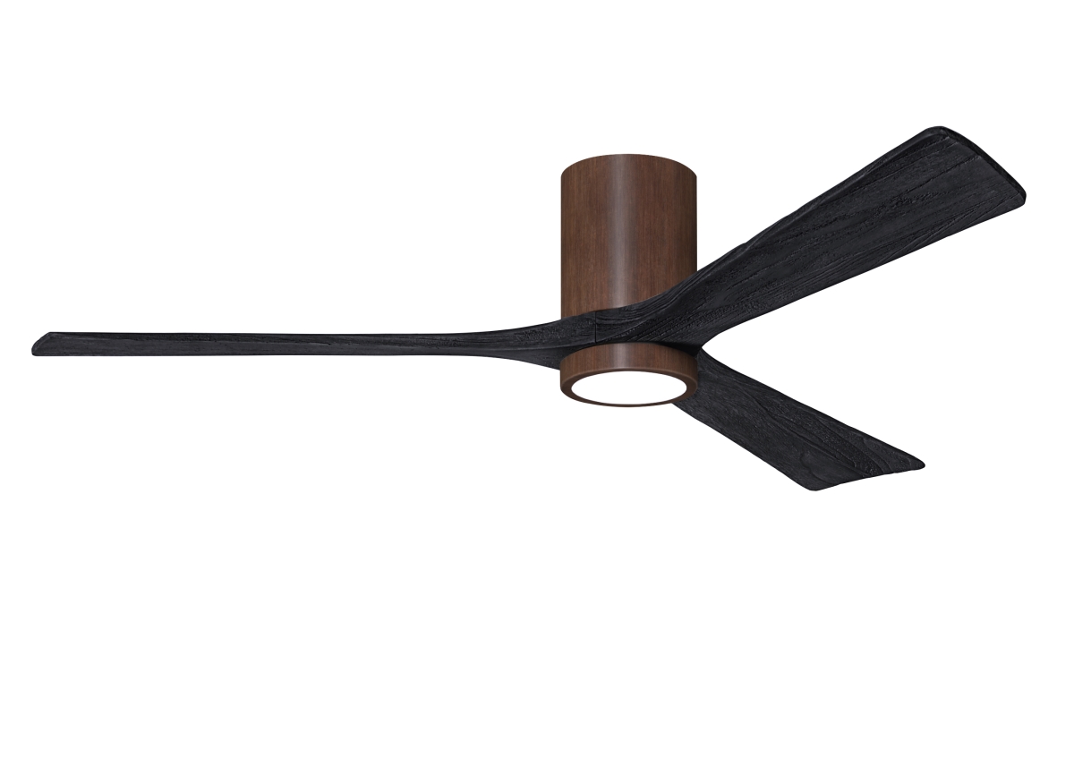 Picture of Atlas IR3HLK-WN-BK-60 60 in. Irene-3HLK Flush Mounted Ceiling Fan with Integrated LED&#44; Walnut Tone & Matte Black Blades