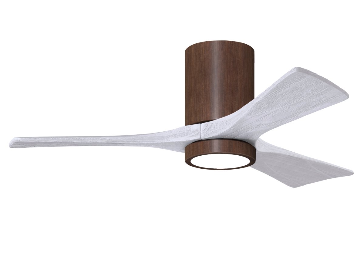 Picture of Atlas IR3HLK-WN-MWH-42 42 in. Irene-3HLK Flush Mounted Ceiling Fan with Integrated LED&#44; Walnut Tone & Matte White Blades